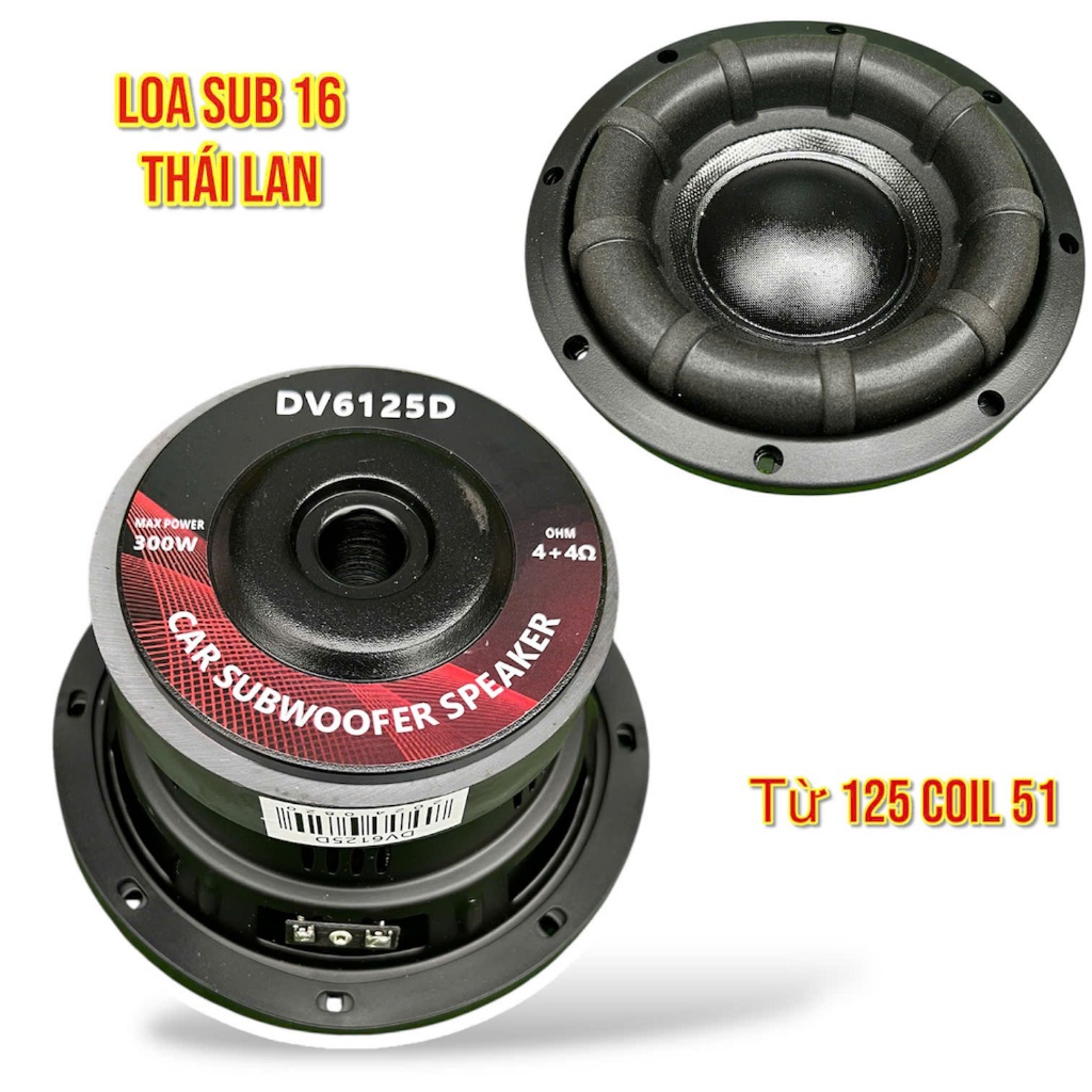 Loa Bass Sub 16 Hàng Nhập Thái Lan coil 51 từ 125 trở kháng 4+4 ohm - giá 1 củ