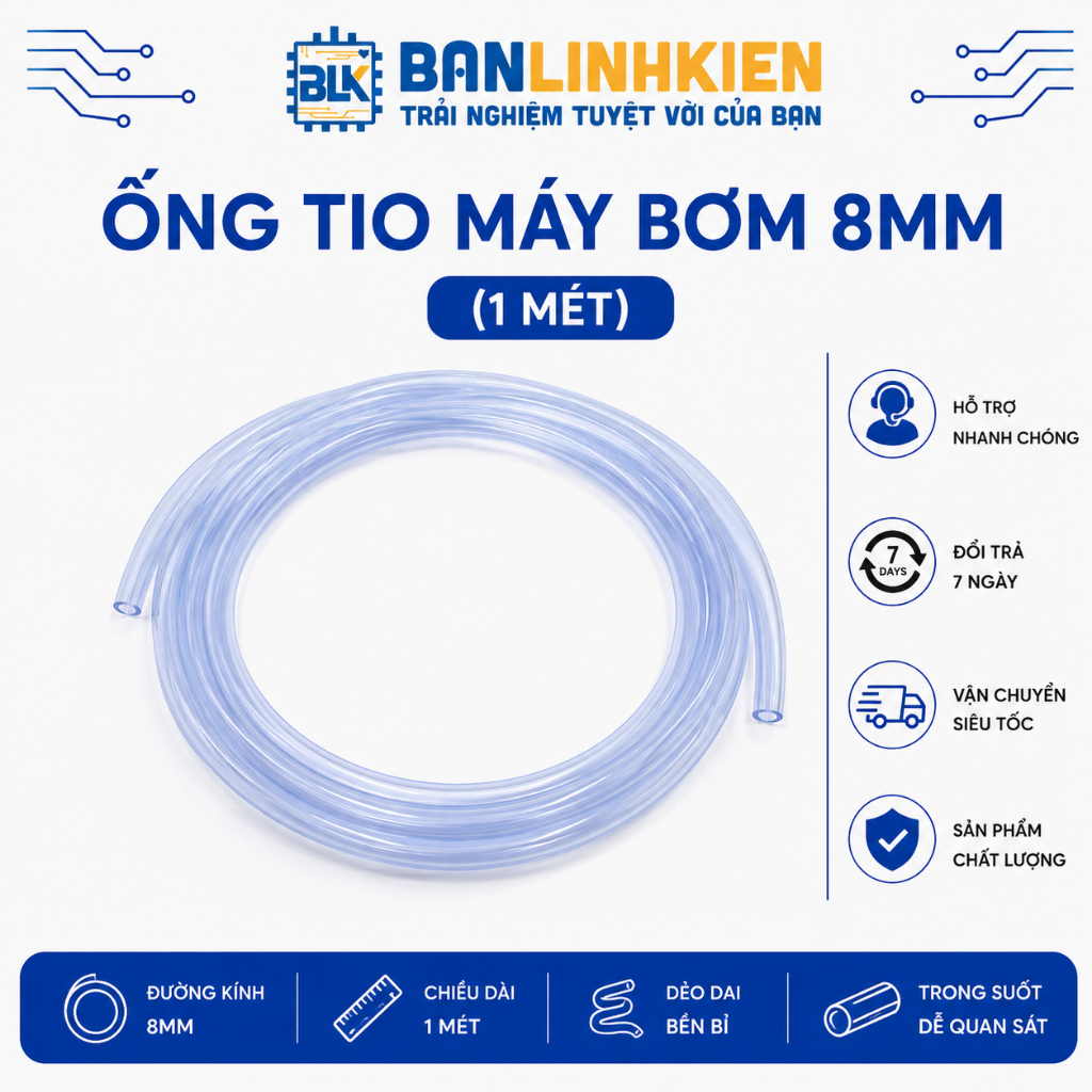 Ống Tio Máy Bơm 8MM (1 Mét)  Banlinhkien