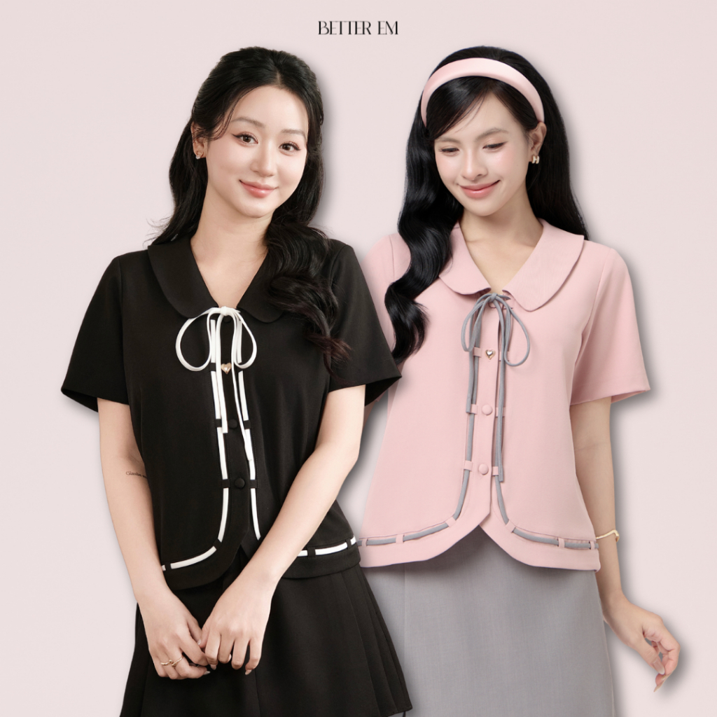 Áo Amy - Better EM - áo dáng suông freesize cổ V lá sen nhỏ