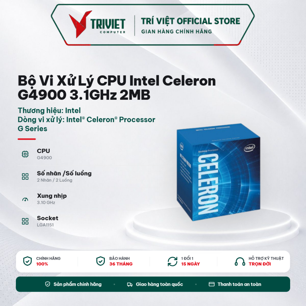 Bộ Vi Xử Lý CPU Intel Celeron G4900 3.1GHz 2MB Cache Socket LGA1151 Coffee Lake Hỗ Trợ DDR4