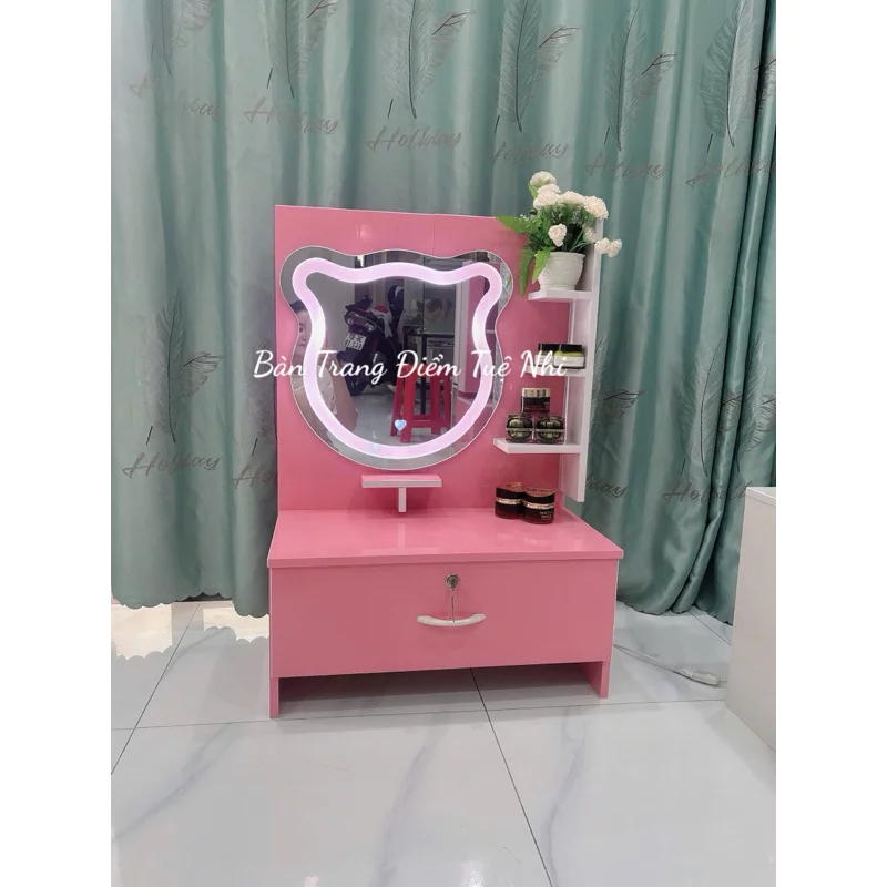 [FURNI HOME INBOX ZALO NGAY] J01-Bàn trang điểm ngồi bệt gương gấu,1 ngăn kéo. 62x90cm