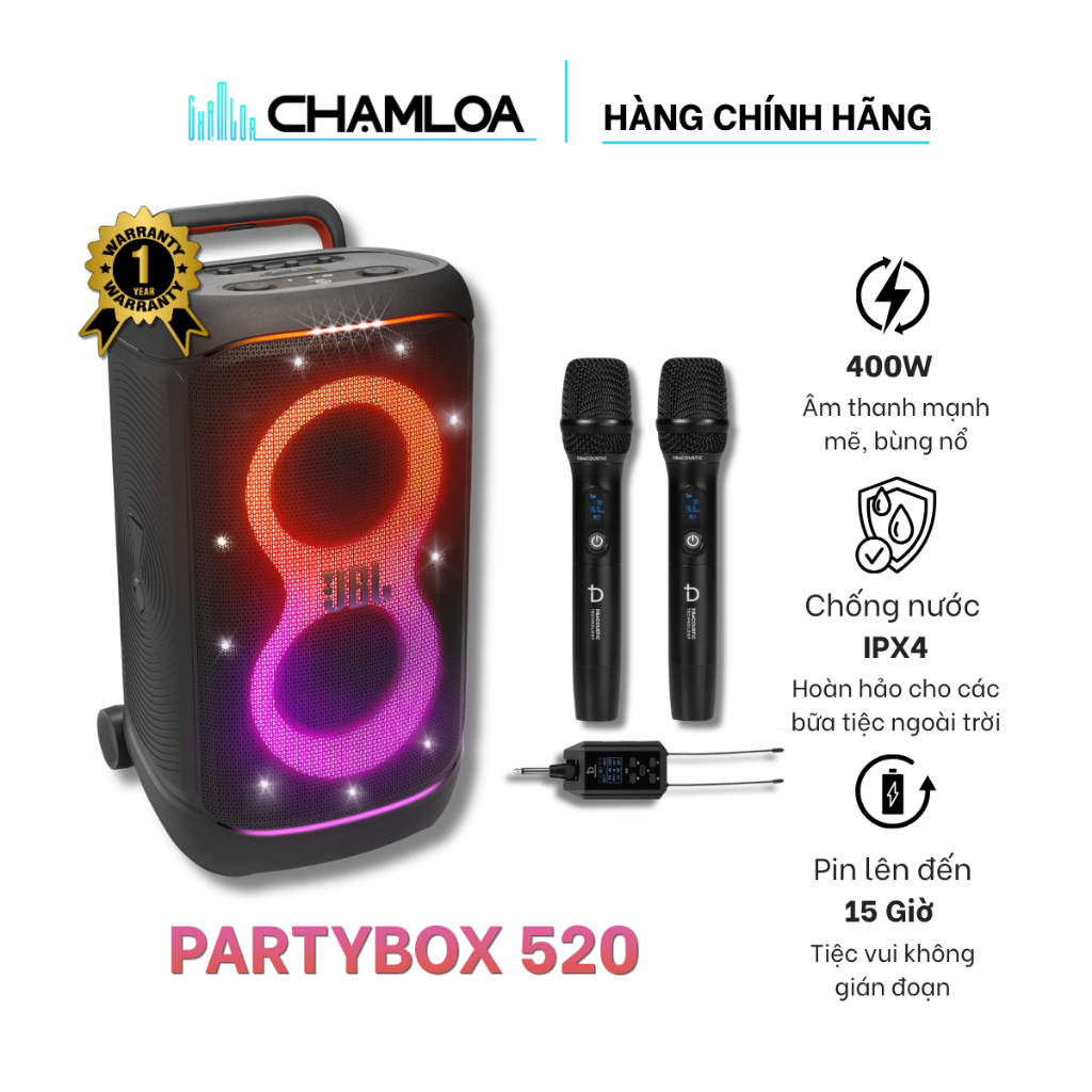 Loa Bluetooth JBL PartyBox 520 - Hàng Chính Hãng PGI - Bảo Hành 12 tháng