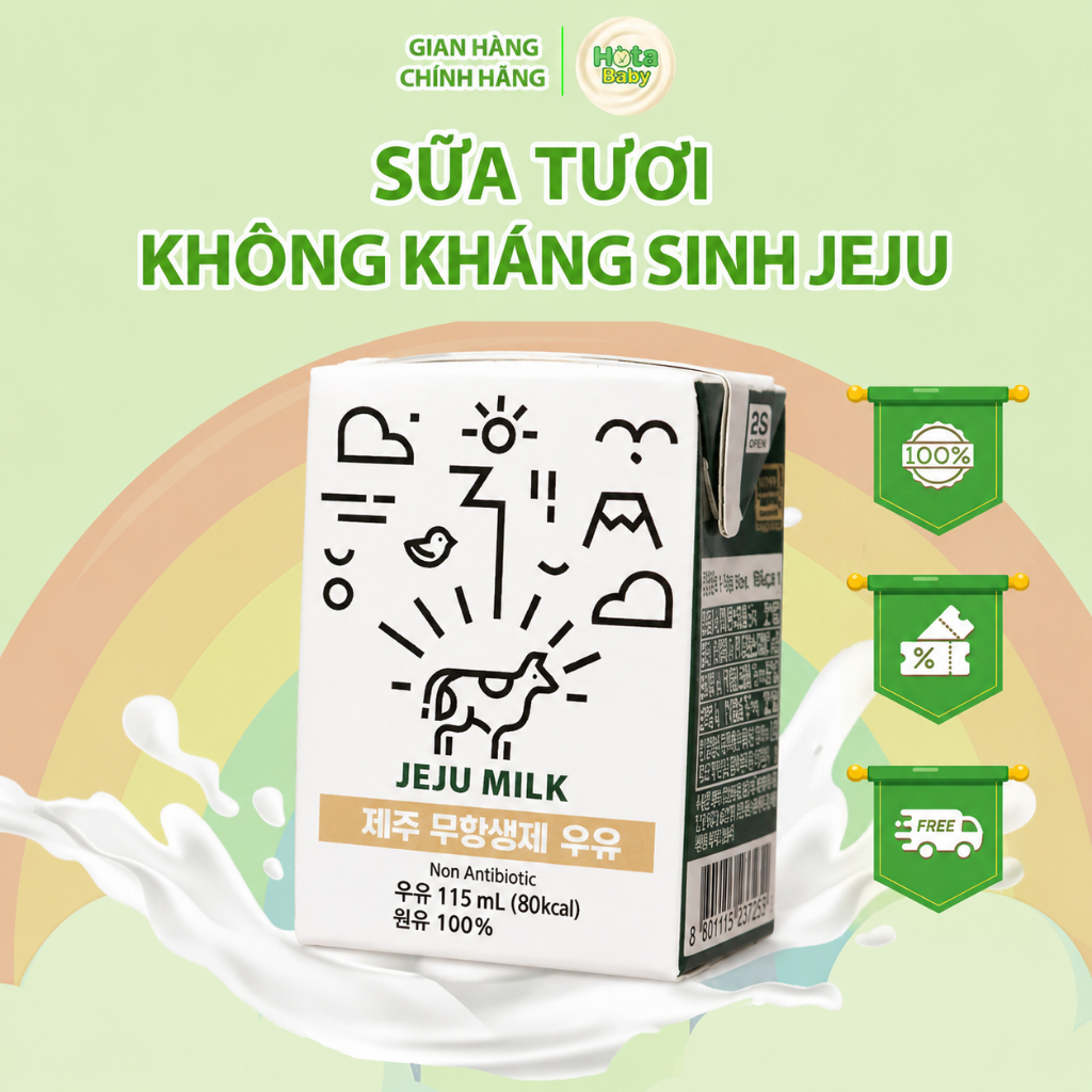 [Date 11.26 HỎA TỐC HCM] Sữa Tươi Jeju Không K.S Jeju Milk Hàn Quốc 115ml -  Giàu Dinh Dưỡng Cho Bé 