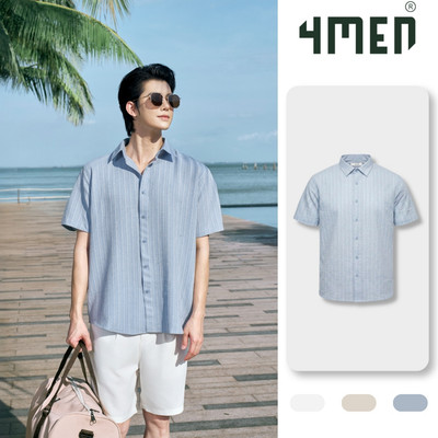Áo Sơ Mi Seersucker Ngắn Tay 4MEN Form Regular SM204 Gọn Gàng, Lịch Sự, Thanh Lịch