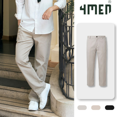Quần Kaki 4MEN Trang Trí Dây 3 Sọc Form Straight QK033 Chỉn Chu Thanh Lịch
