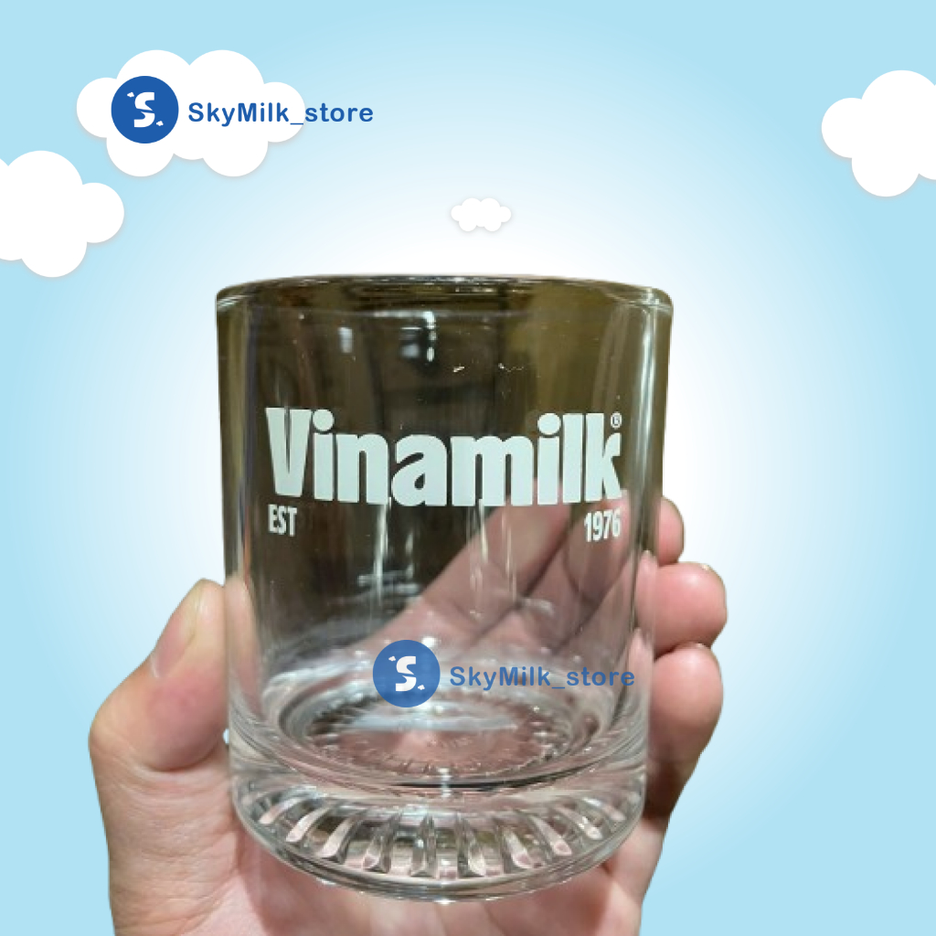 Hộp 6 Cái Ly Thủy Tinh Lùn PG 350 in Logo Vinamilk - Ly Thủy Tinh Lùn Vinamilk