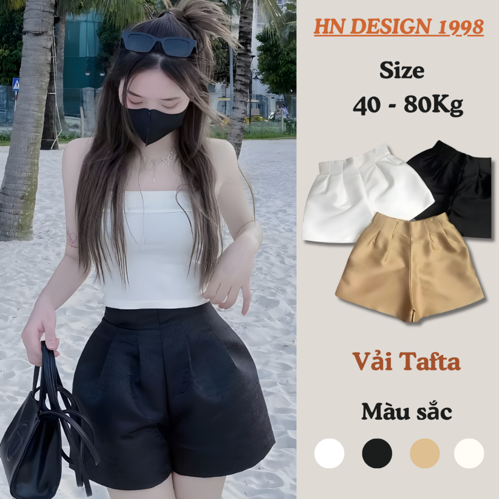 Quần Đùi Nữ Dáng Xoè Phồng Khoá Sau 2 Lớp Cạp Cao Tôn Dáng Có Bigsize Thời Trang Nữ HN DESIGN 885