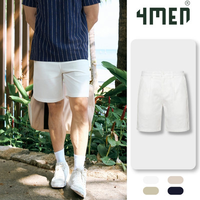 Quần Short Linen 4MEN Thêu Cánh Buồm Form Straight QS087 Dễ Vận Động, Thoáng Mát, Năng Động