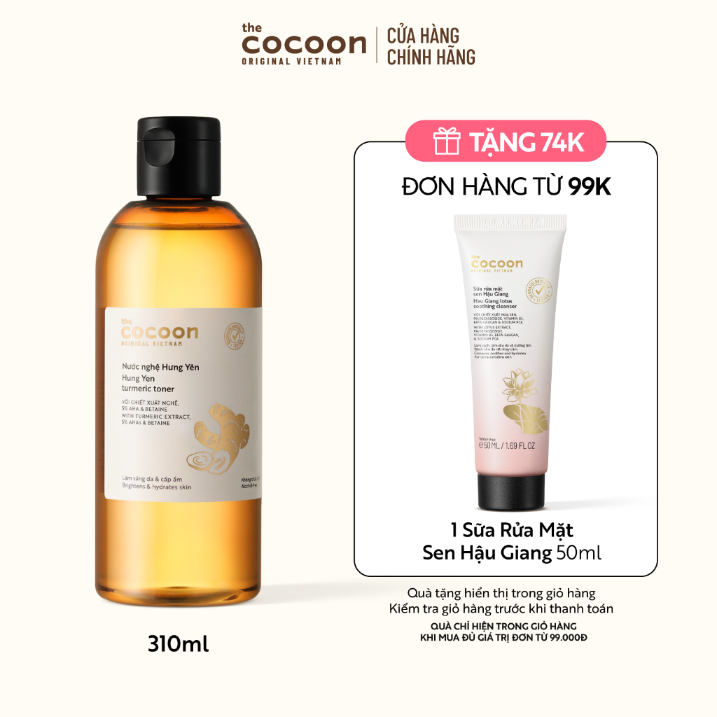 Bigsize - Nước nghệ Hưng Yên (toner) Cocoon làm sáng da & cấp ẩm 310ml