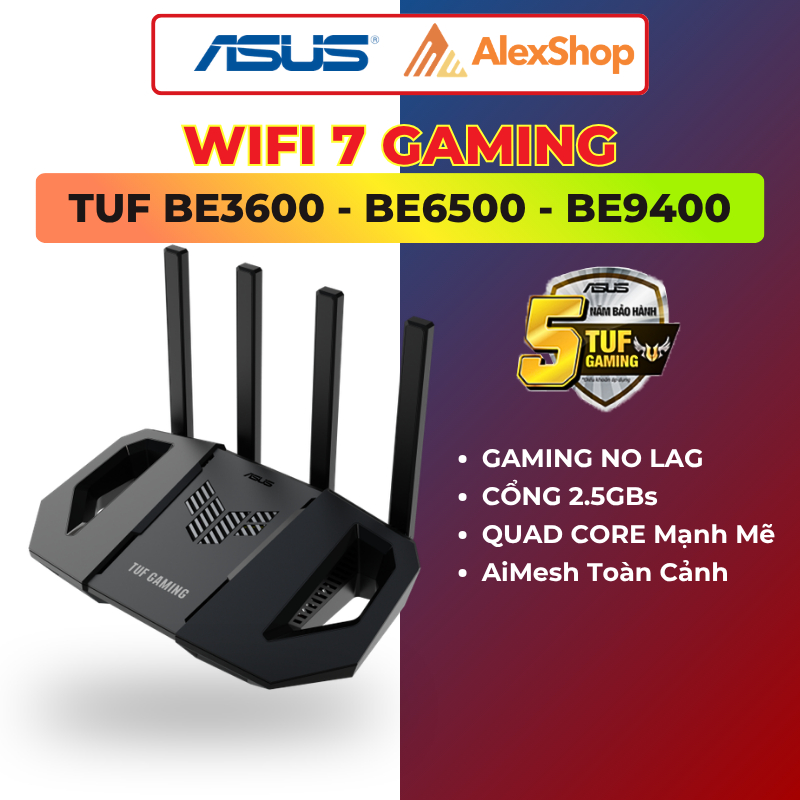 [2026]  Router Wifi 7 Asus TUF Gaming BE3600-BE6500-BE9400, Cổng USB, Hỗ Trợ Ali Mesh
