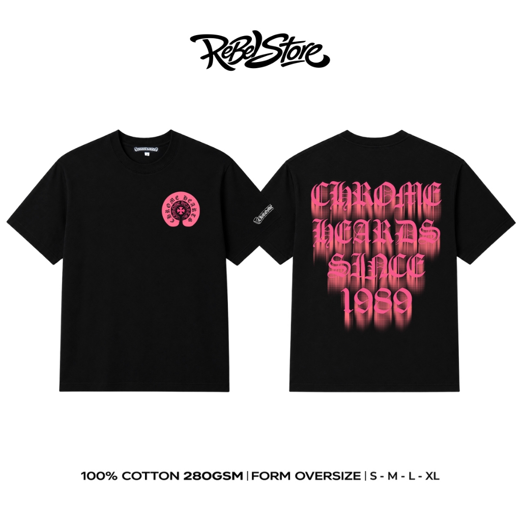 Áo Thun Chrome Hearts Since 1989 Pink Glow Form Rộng Unisex Cotton 280GSM – REBEL STORE