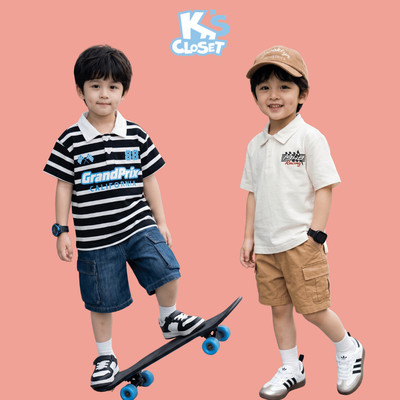 Áo Polo Cộc Tay K'S CLOSET Chất Liệu Cotton Cho Bé Trai (2-14 tuổi) từ 10kg-60kg E050SIS, E082SIS