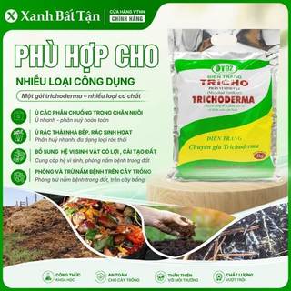 Trichoderma điền trang dt02, men ủ phân bón, rác nhà bếp, chế phẩm trừ nấm bệnh, xanh bất tận