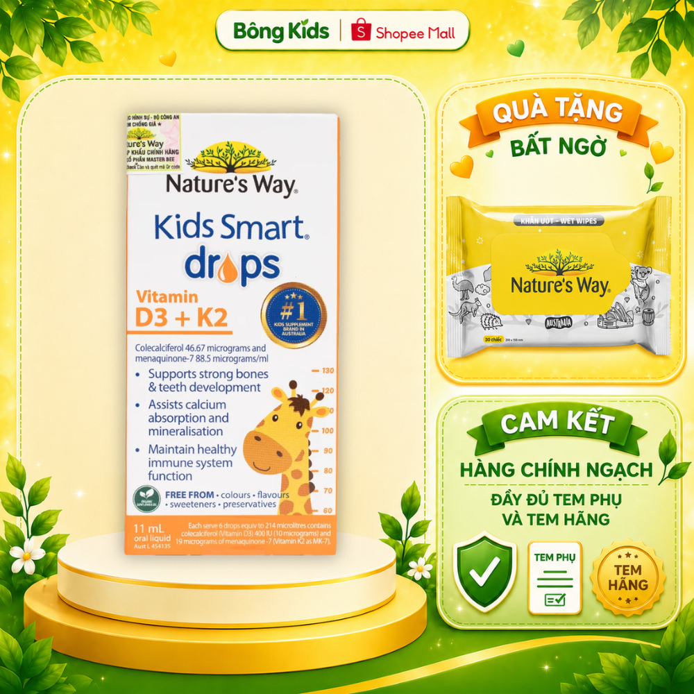 Vitamin D3k2 Nature's Way, Giúp Bổ sung Vitamin D3K2 Cho Trẻ Sơ Sinh Giúp Xương Và Răng Chắc Khỏe