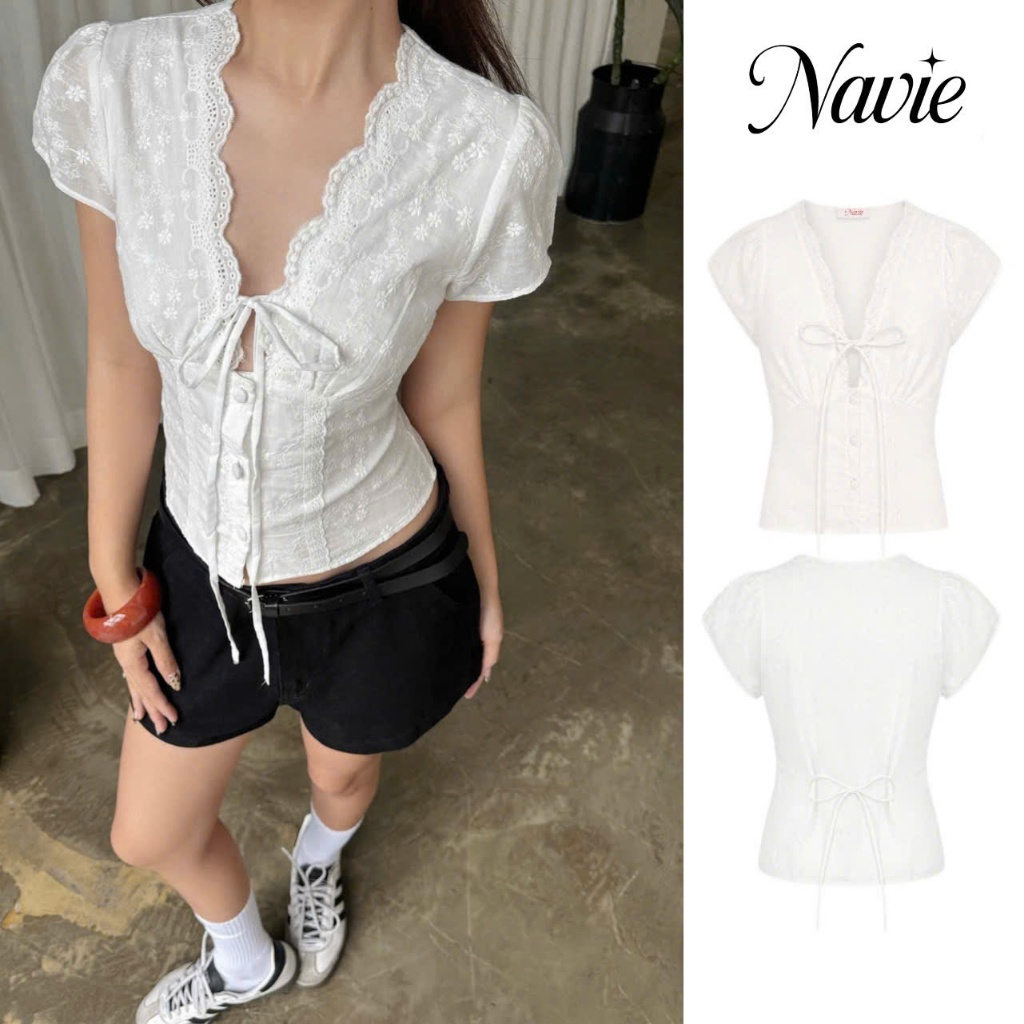 NAVIE - Áo kiểu boi thêu MOLLY thời trang nữ