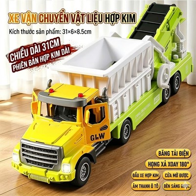 Đồ chơi xe vận tải băng chuyền KAVY chạy điện tự động dài 31 cm bằng hợp kim có nhạc và đèn