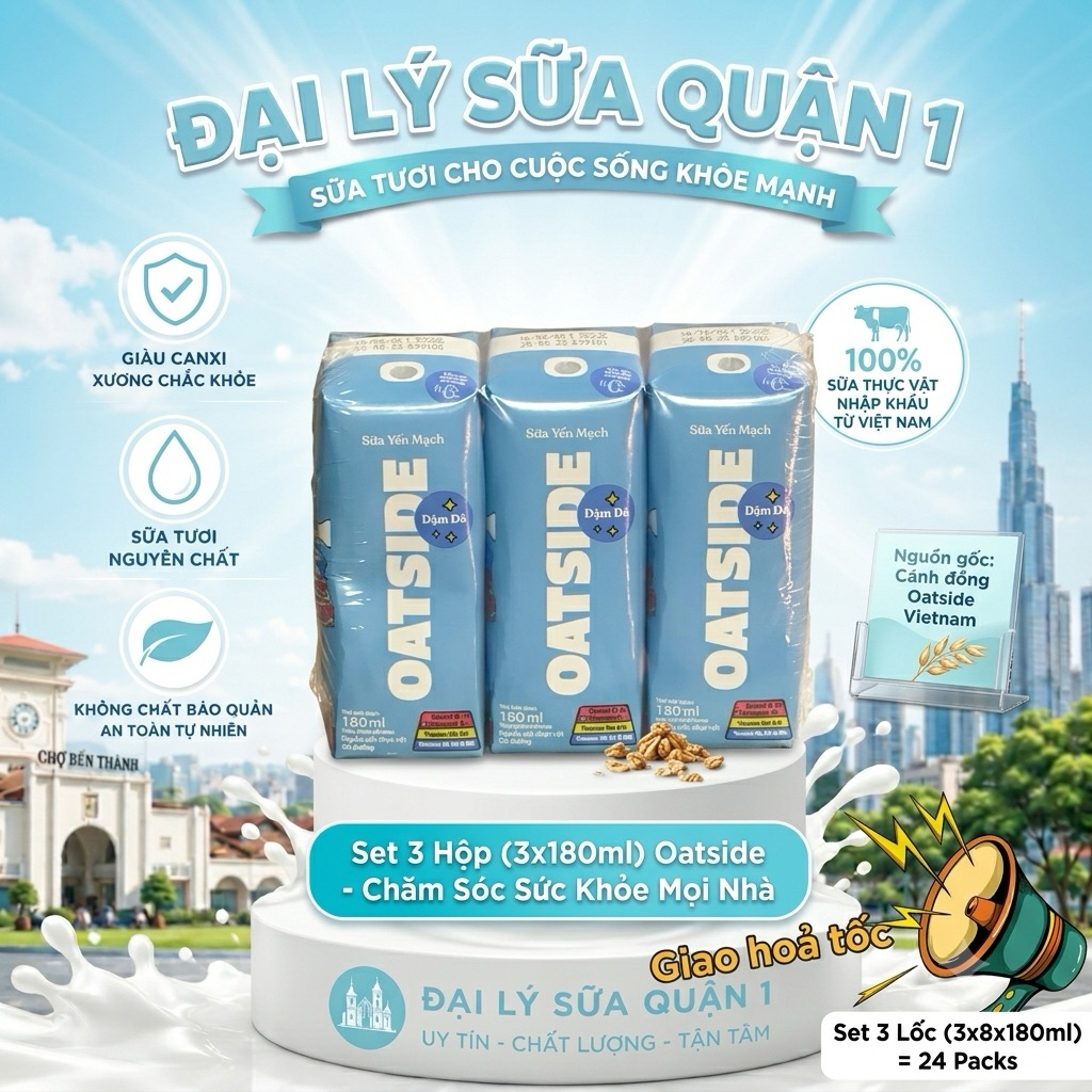 1 Lốc Hộp Sữa Oatside Xanh Mini 180ml