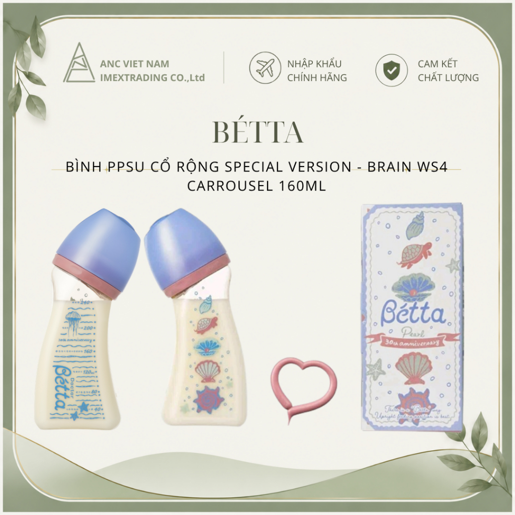 Bình bảo quản sữa Betta PPSU cổ rộng (Bản Đặc Biệt) - Pearl 240ml
