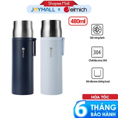 Bình Giữ Nhiệt Elmich EL8328 480ml, Hàng Chính Hãng, Inox 304, Mở 1 Chạm, Nắp Dùng Làm Cốc - JoyMall