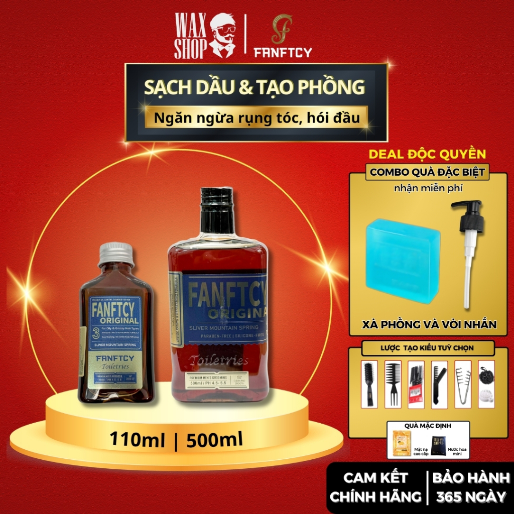 [CHÍNH HÃNG] Dầu gội tạo phồng tóc Fanftcy Original Sliver Mountain Spring 500ml  Ý, kiềm dầu