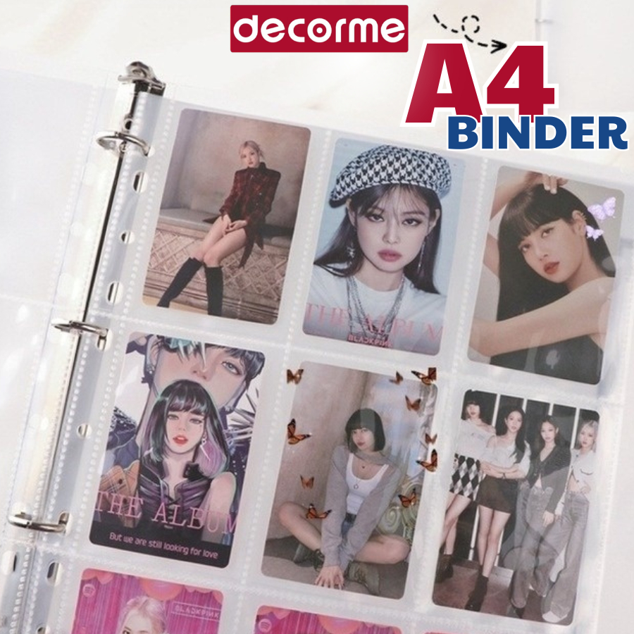 Sổ còng A4 4 còng kèm sheet 9 ô đựng ảnh DecorMe binder bìa sổ còng giấy refill A4 4 lỗ phụ kiện vpp