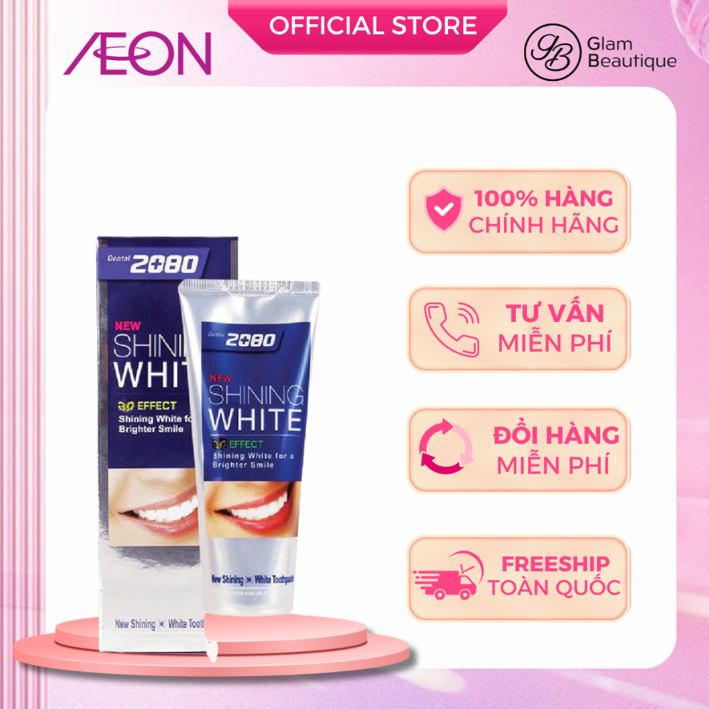 Kem Đánh Răng Dental Clinic 2080 Shining White 3D Effect Làm Trắng Răng 100g Glam Beautique