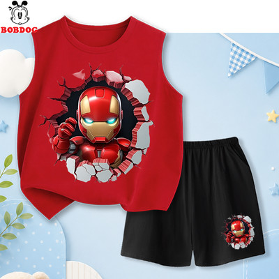 Đồ bộ bé trai BOBDOG, quần áo thể thao mặc hè chất thun cotton co giãn hình NGƯỜI SẮT BD-BDO104 cho bé