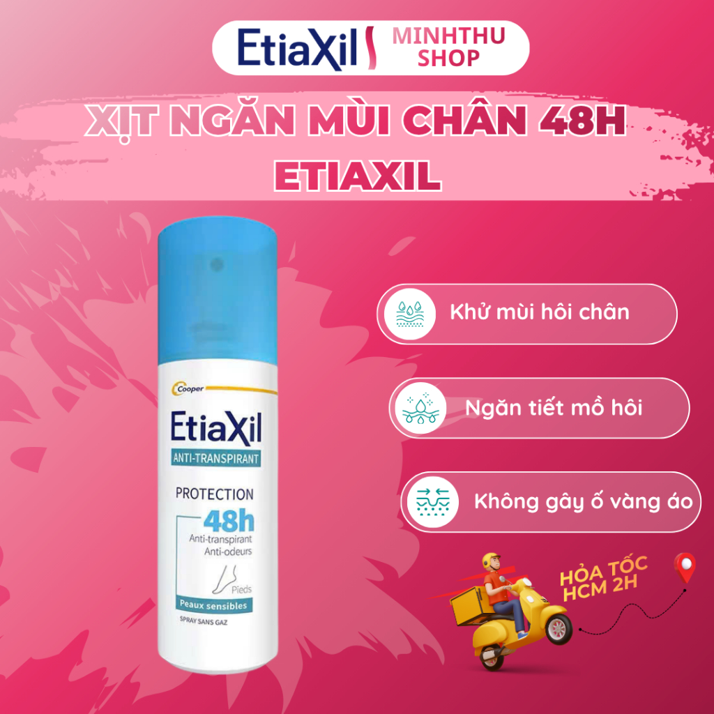Xịt Khử Mùi Chân Etiaxil 100ml - Ngăn Mồ Hôi 48h, Khử Mùi Hiệu Quả, Bảo Vệ Kép