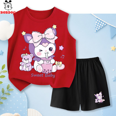 Đồ bộ bé gái BOBDOG, áo ba lỗ quần đùi thun cotton mềm mát, bộ thể thao in hình kuromi cute cho bé BD- BDG37