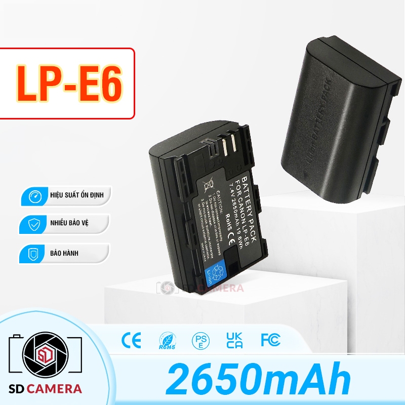 Pin LP-E6 cho Máy ảnh Canon 60D 70D 80D 90D 6D 6D Mark II 5D mark II 5D Mark III E6 Dung lượng cao