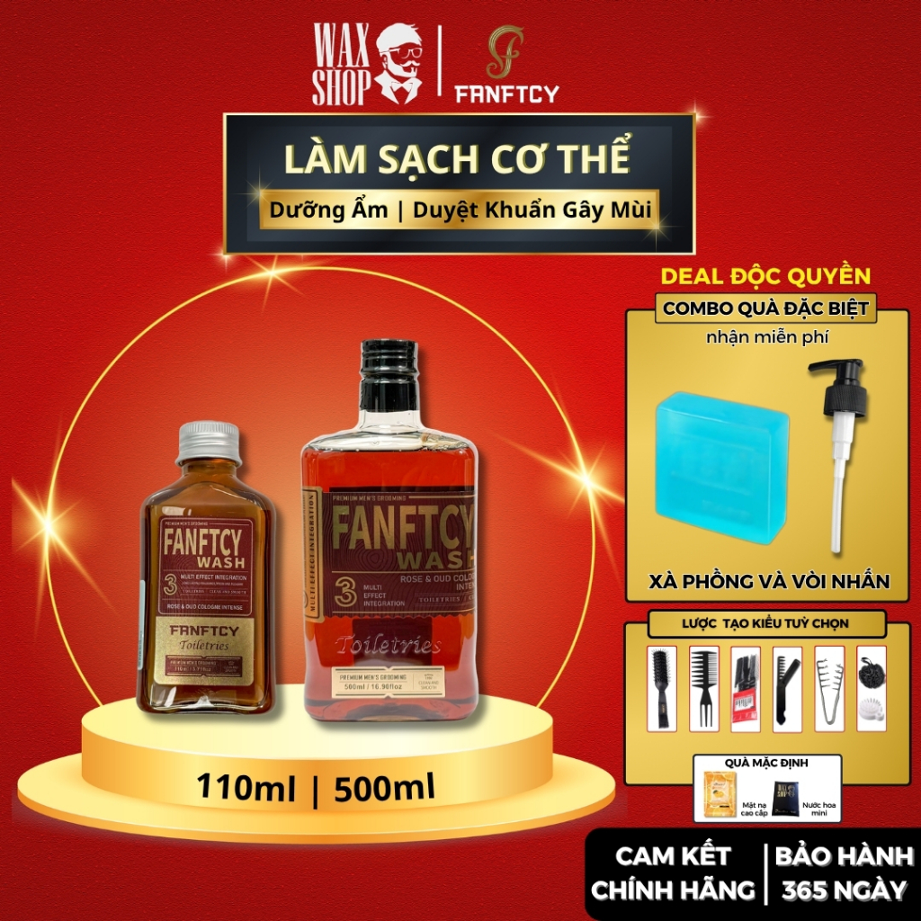 [CHÍNH HÃNG] Sữa tắm nam FANFTCY Wash Rose & Oud Cologne Intense 110ml | 500ml