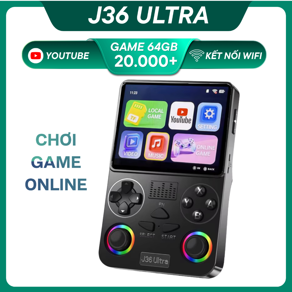 J36 ULTRA Máy Chơi Game Cầm Tay, WIFI Hỗ Trợ Chơi Game Online, Xem YT
