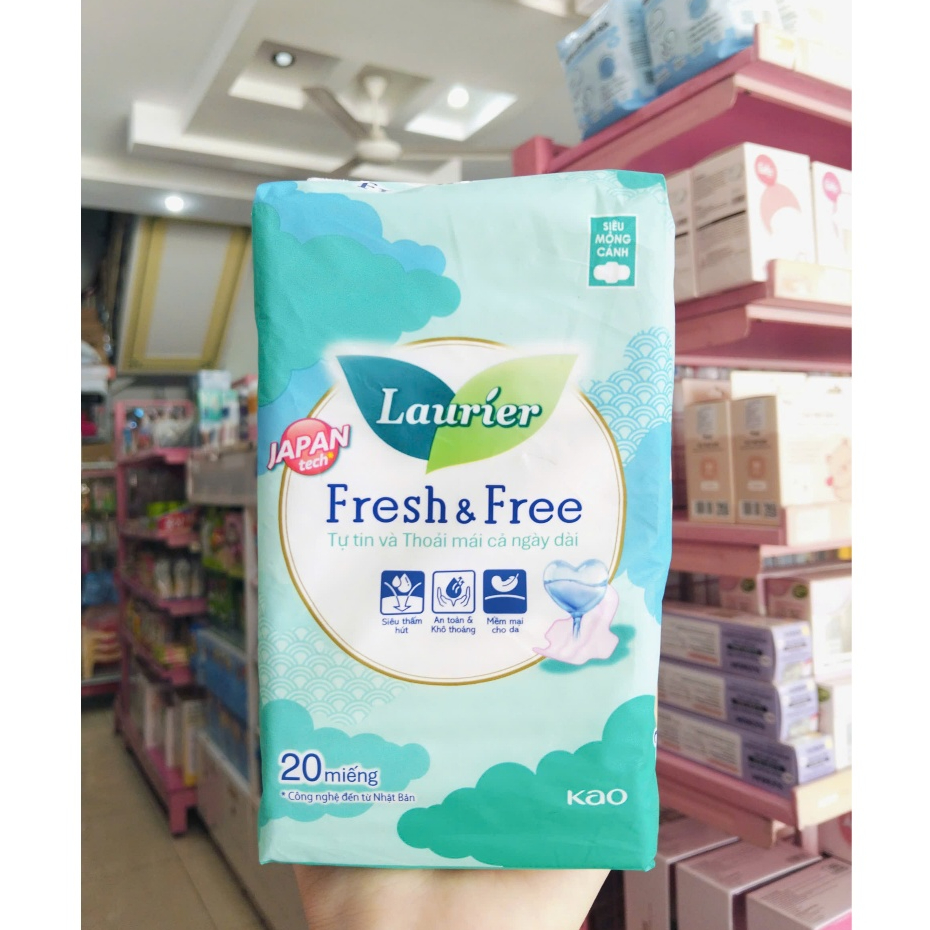 BĂNG VỆ SINH LAURIER FRESH & FREE 20 MIẾNG SIÊU MỎNG CÁNH