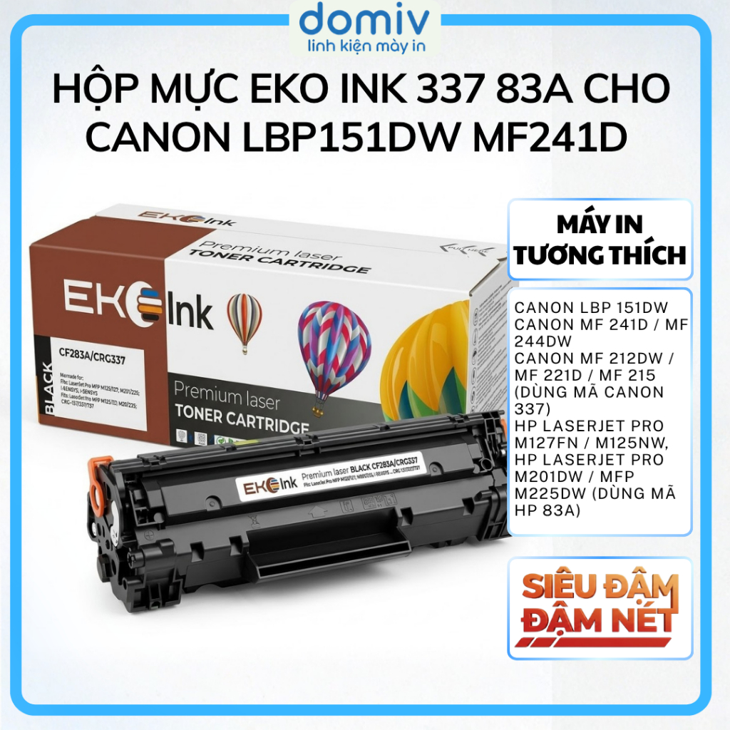Hộp Mực Eko Ink 337 83A Cho Canon LBP151DW MF241D MF244DW MF212DW MF215 MF221D In Đậm Nét MIVDO
