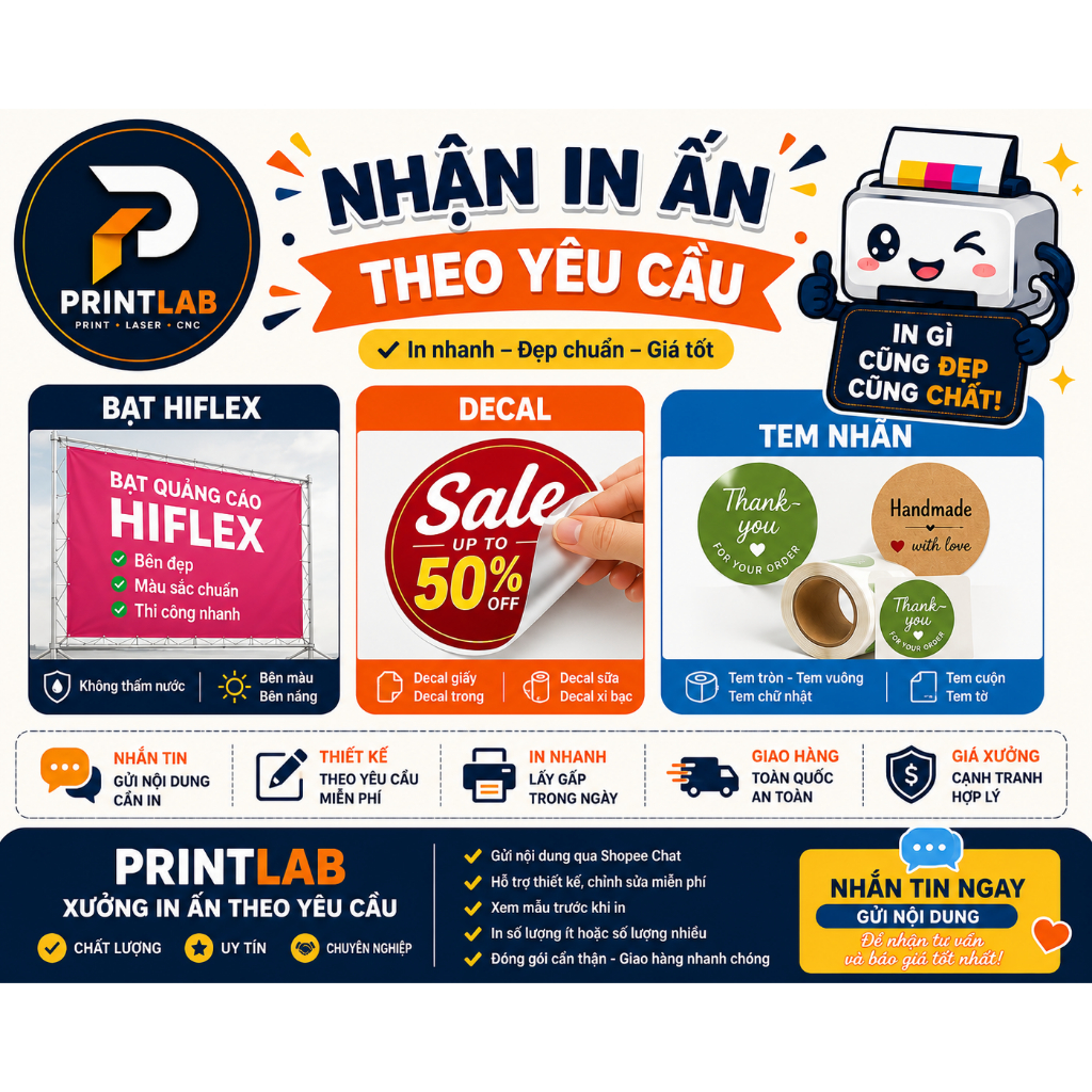 PrintLab - Xưởng In Theo Yêu Cầu | Tem Nhãn, Decal, Bạt Hiflex Giá Xưởng