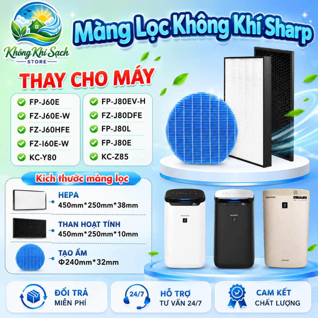 Màng Lọc Không Khí Sharp FP-J60E FP-J80E FP-J80EV-H KC-Y80 KC-Z85