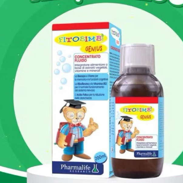 Fitobimbi Genius (Chai 200ml)-giúp giảm mệt mỏi.học tập,mất cân bằng cảm xuc Hỗ trợ trẻ tăng cường n