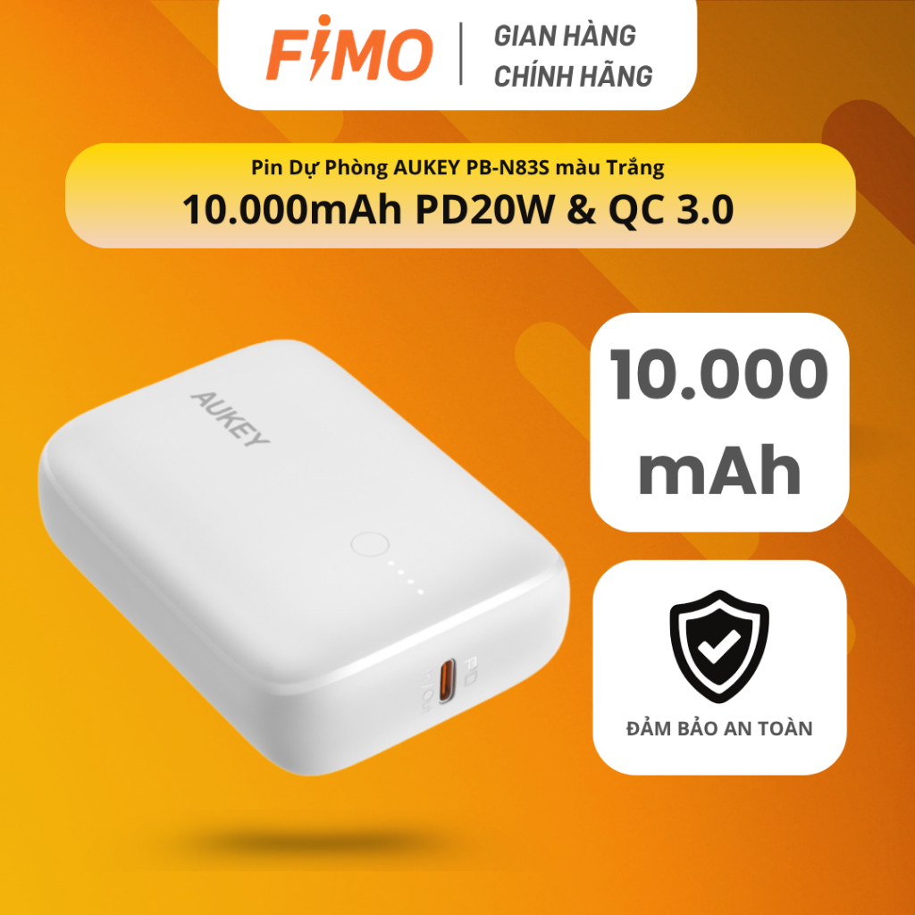 [Hỏa tốc HCM] Pin Sạc Dự Phòng Vention FKAP0 10000mAh 22.5W Tích Hợp Cáp Type-C | FIMO STORE