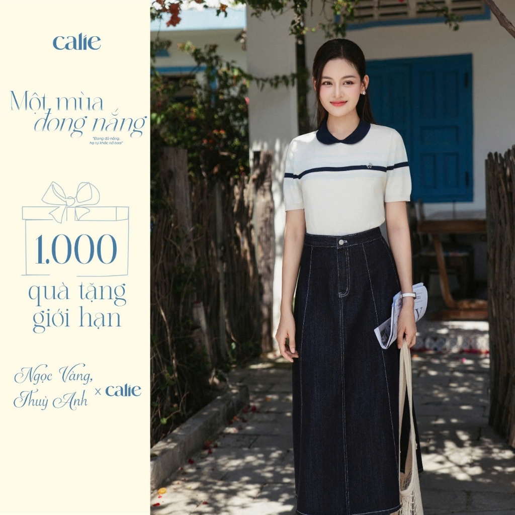 (MMĐN) Chân váy A giả jean bổ mảnh, chất liệu mềm, form basic tôn dáng thời trang nữ Calie CA168