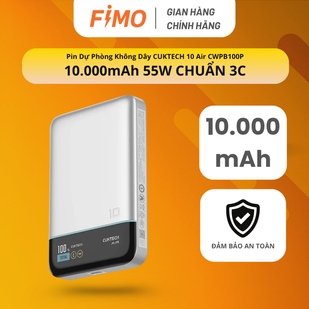 [Hỏa tốc HCM] Pin Sạc Dự Phòng CUKTECH 10 Air 10.000mAh 55W Sạc Không Dây | Chính Hãng FIMO STORE