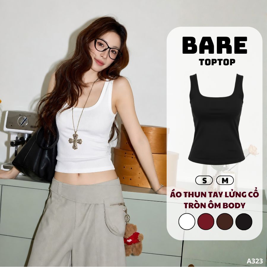 BARETOPTOP_Áo Ba Lỗ Nữ Ôm Body, Áo Thun Nữ Basic Co Giãn Dễ Phối Đồ Chất Borip_A323