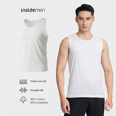 Áo Ba Lỗ Tanktop Nam Insidemen thoáng mát, co giãn, thấm hút mồ hôi, mặc trong thoải mái IC23MT