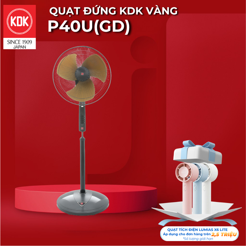 Quạt đứng KDK màu Vàng  P40U(GD) - Bảo hành Chính hãng KDK