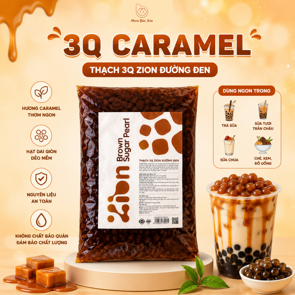 Trân Châu 3Q  Caramen - Trân châu 3Q dai giòn bịch 2kg