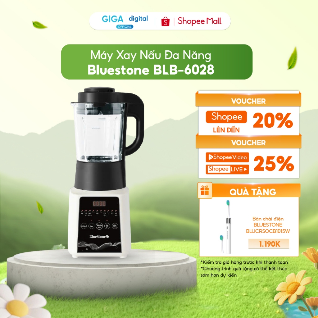 [VOUCHER 3%] [ƯU ĐÃI QUÀ TẶNG] Máy làm sữa hạt đa năng BlueStone BLB-6028 - 11 chế độ cài đặt sẵn - 