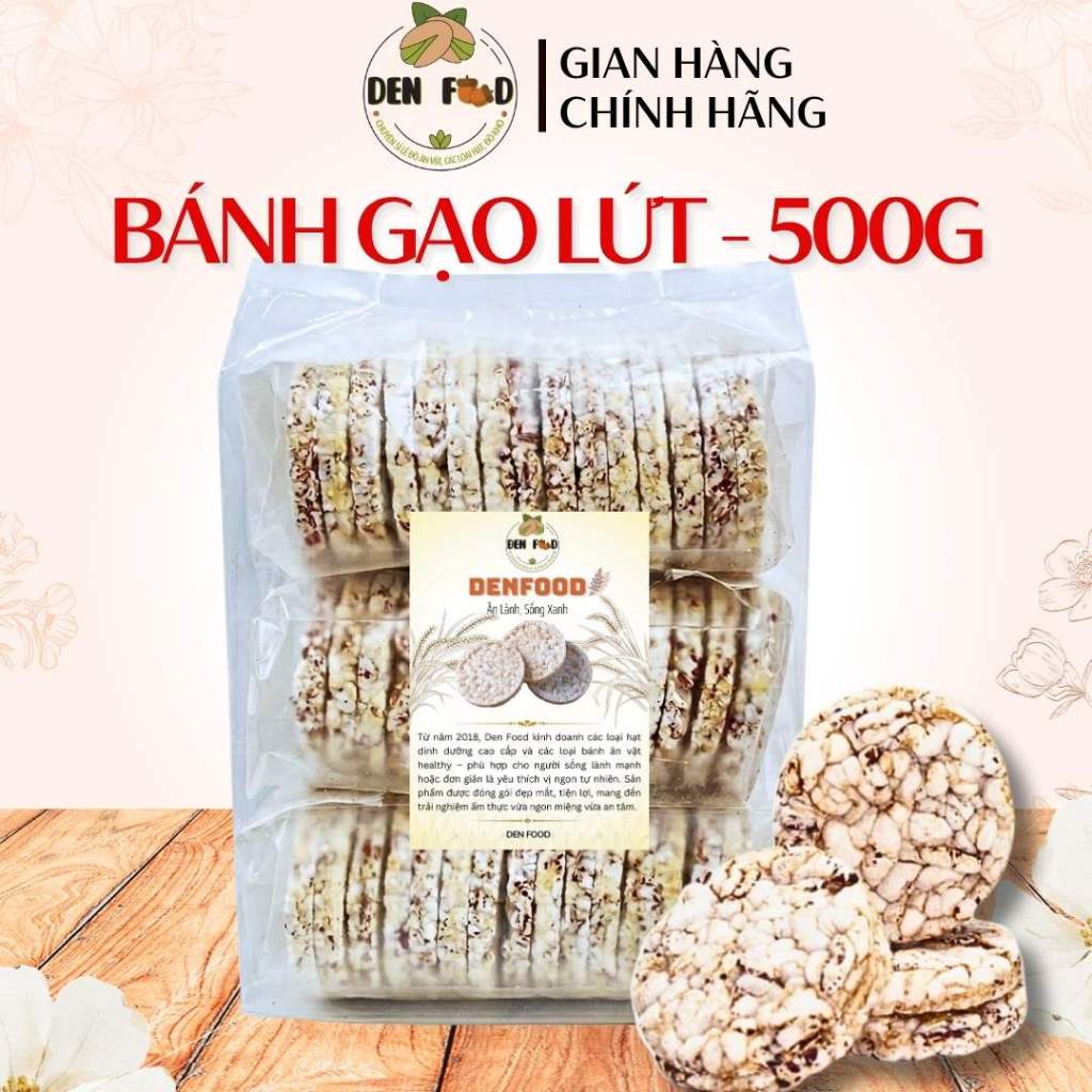 Bánh gạo lứt ăn kiêng Denfood, bánh nổ gạo lức nguyên hạt 500gr