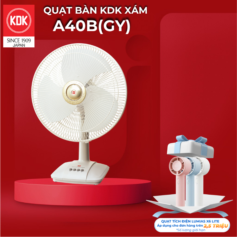 Quạt bàn Nhật 3 mức gió (50W) KDK  A40B(GY) - Bảo hành chính hãng 12 tháng