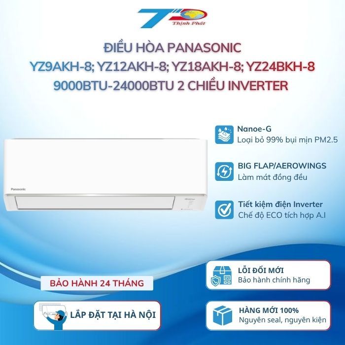 Điều hòa Panasonic 2 chiều Inverter YZ9AKH-8; YZ12AKH-8; YZ18AKH-8; YZ24BKH-8 1-2.5HP|BH chính hãng