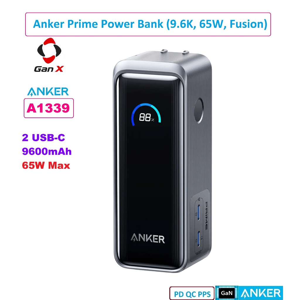 Pin Sạc dự phòng Anker Prime 9600mAh A1339 65W Fusion
