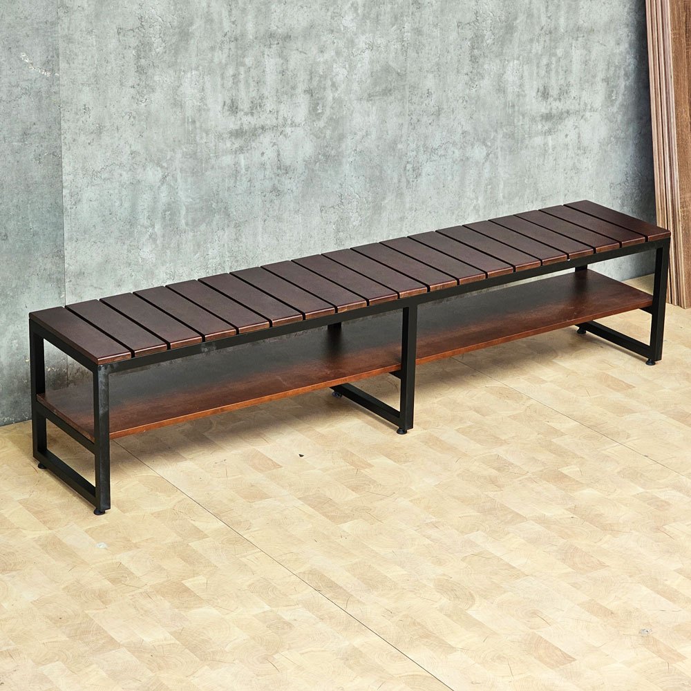 ghế băng dài chân sắt gỗ cao su, ghế ăn, ghế cafe, ghế decor ngoài trời